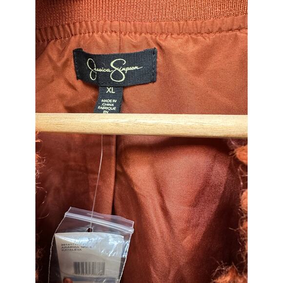 JS Collections Faux Fur Jacket XL Arabian Spice Rust Brown Cozy Teddy Coat NWT - Picture 9 of 9